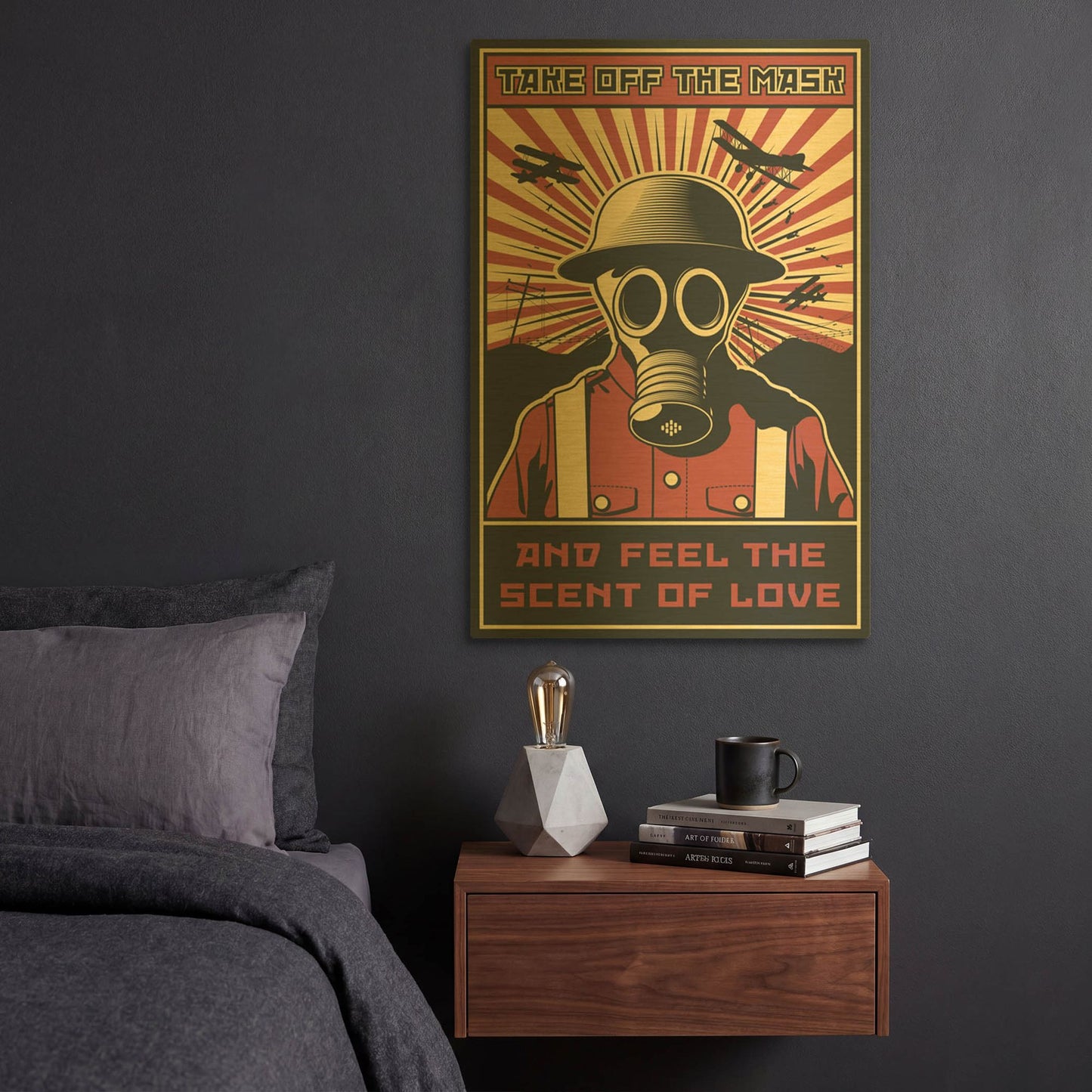 'Gas Mask' By LUXE Gold Metal Wall Art