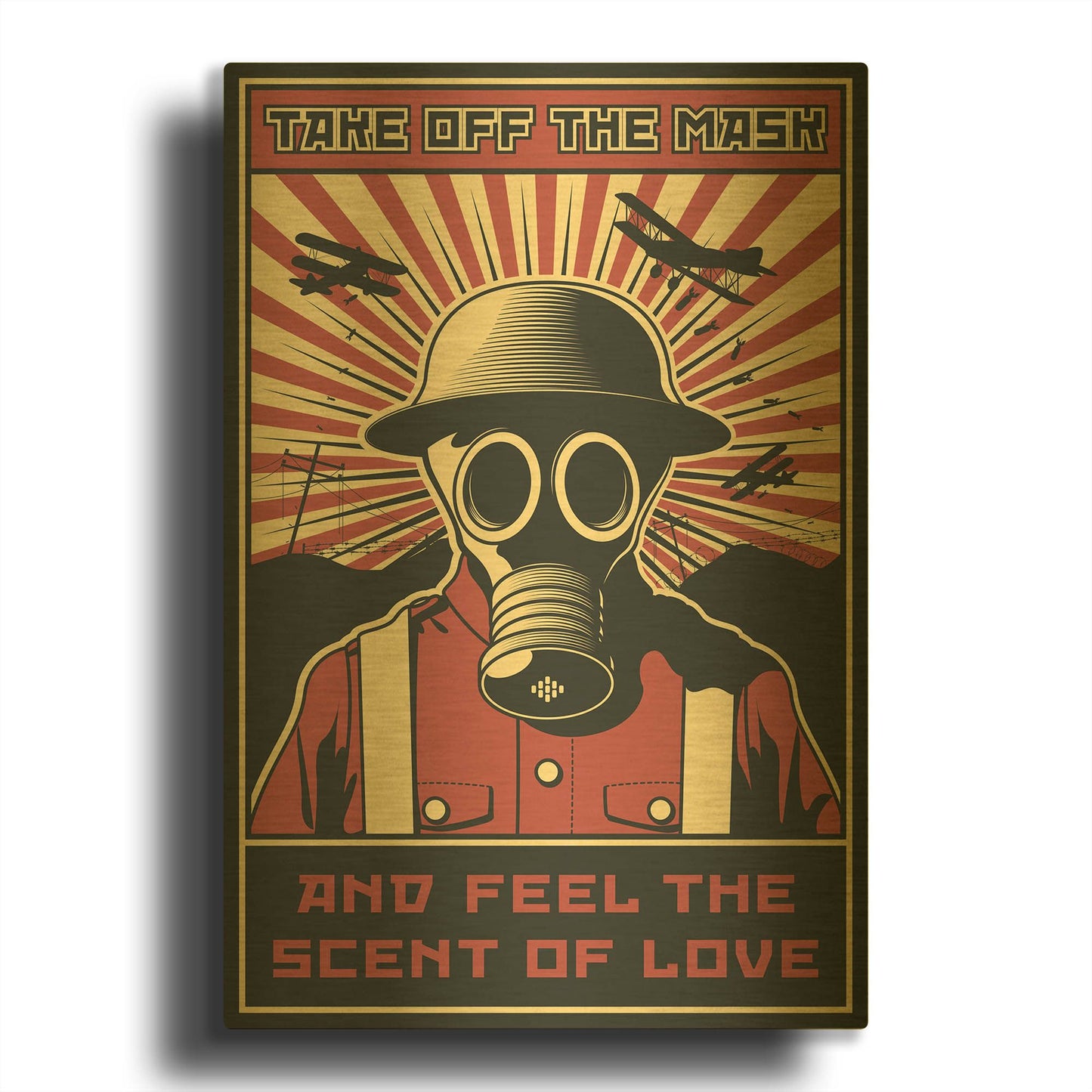'Gas Mask' By LUXE Gold Metal Wall Art