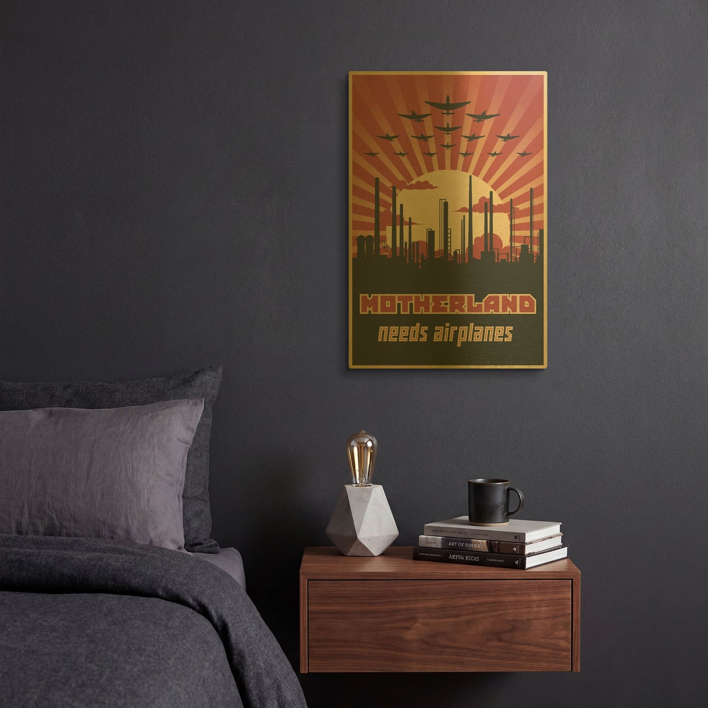 'Motherland Needs Airplanes' By LUXE Gold Metal Wall Art