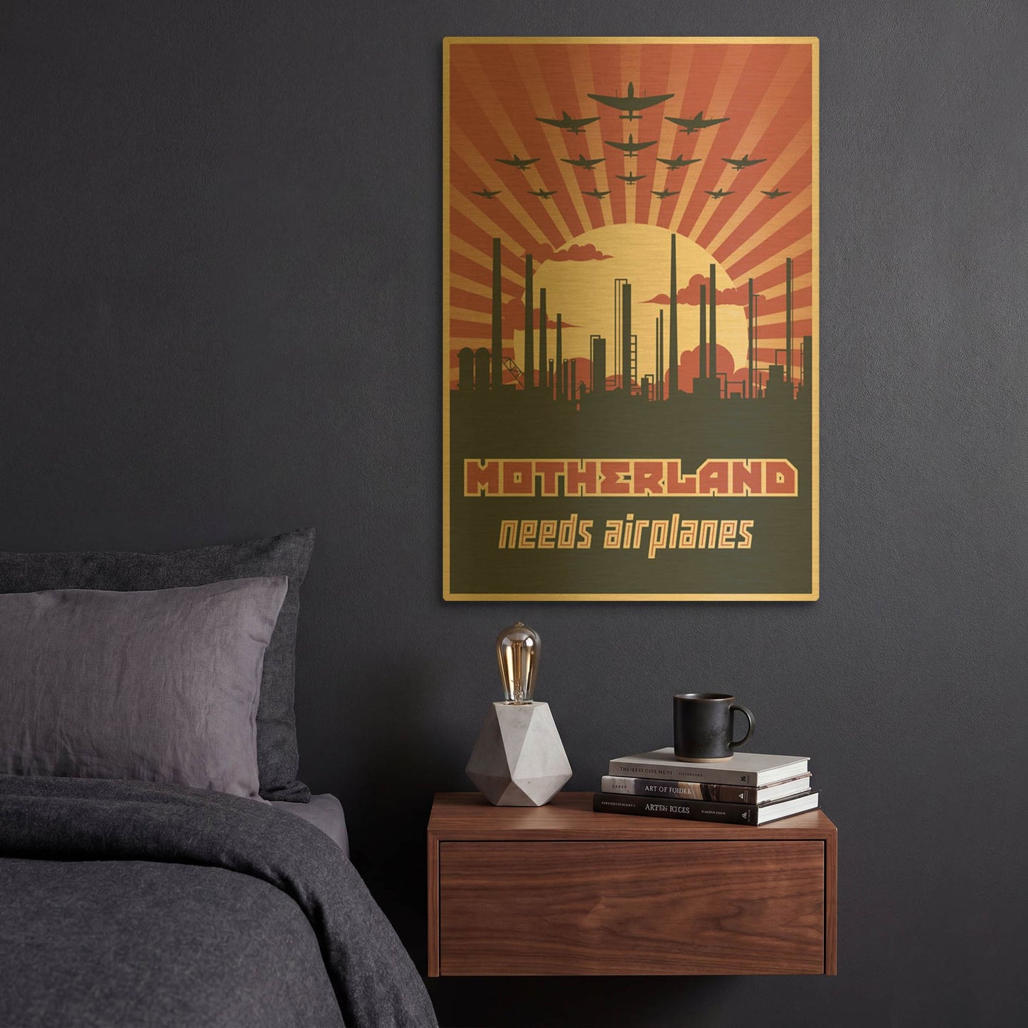 'Motherland Needs Airplanes' By LUXE Gold Metal Wall Art