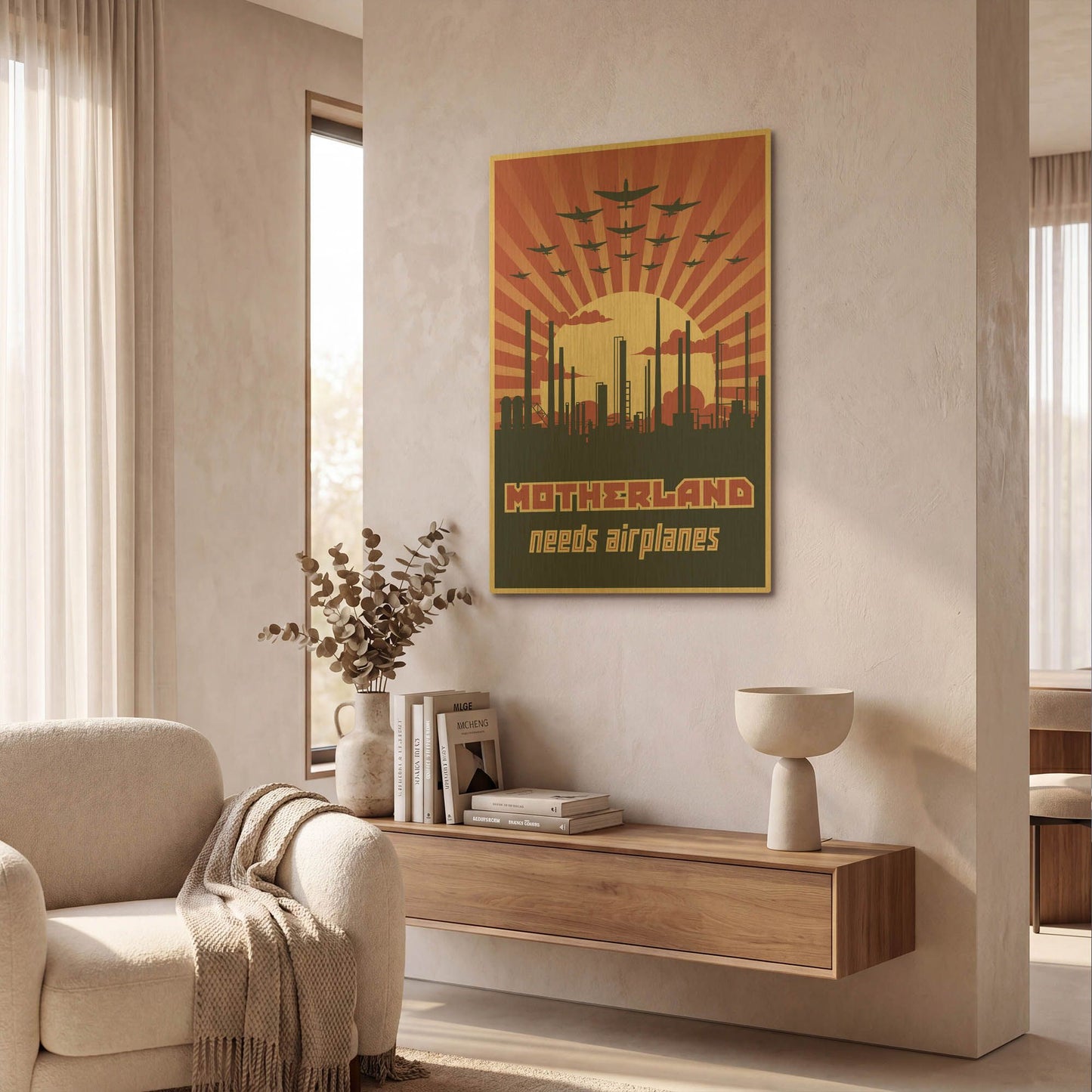 'Motherland Needs Airplanes' By LUXE Gold Metal Wall Art