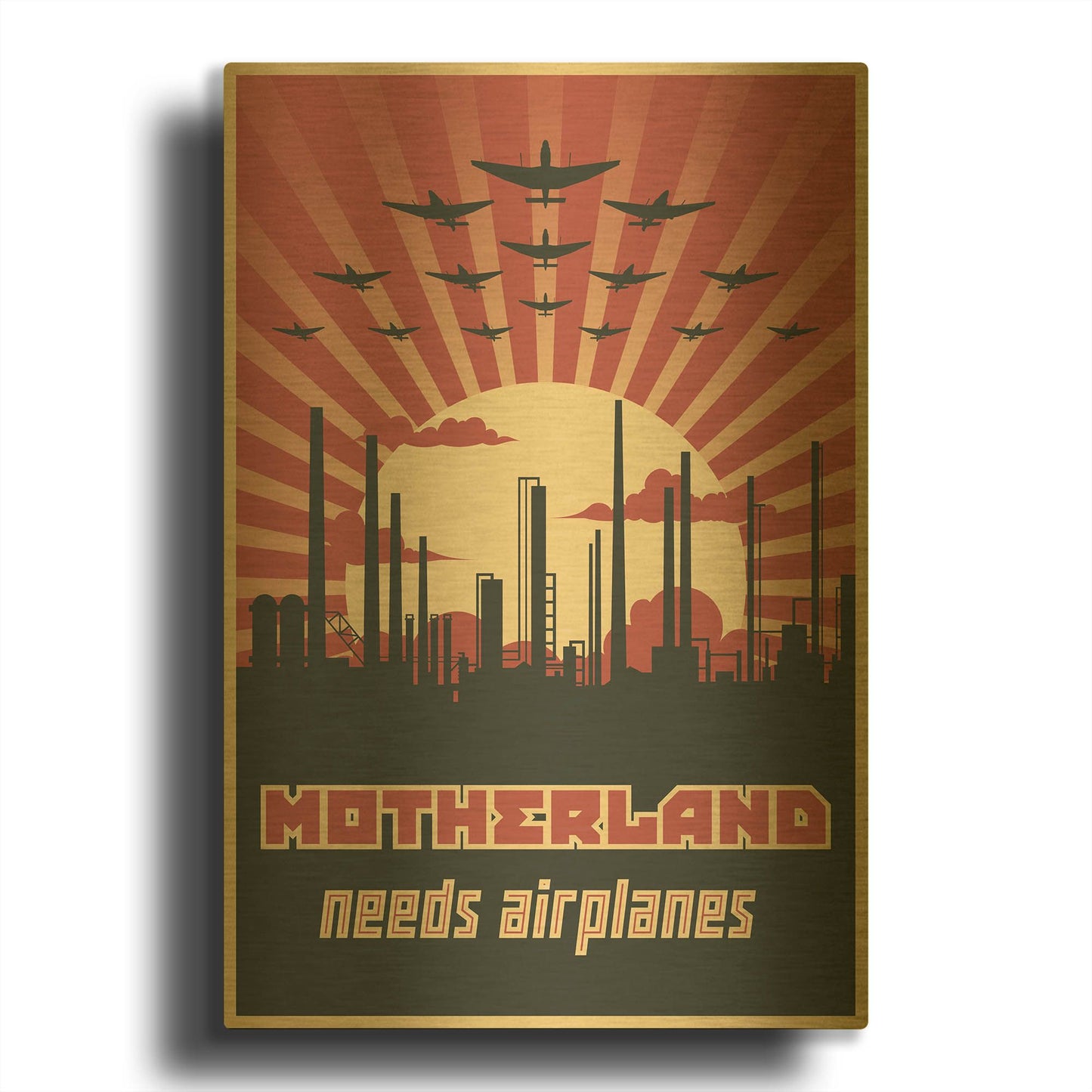 'Motherland Needs Airplanes' By LUXE Gold Metal Wall Art