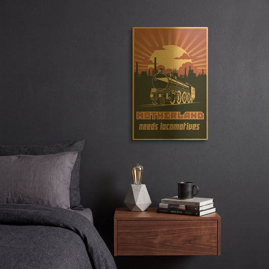 'Motherland Needs Locomotives' By LUXE Gold Metal Wall Art