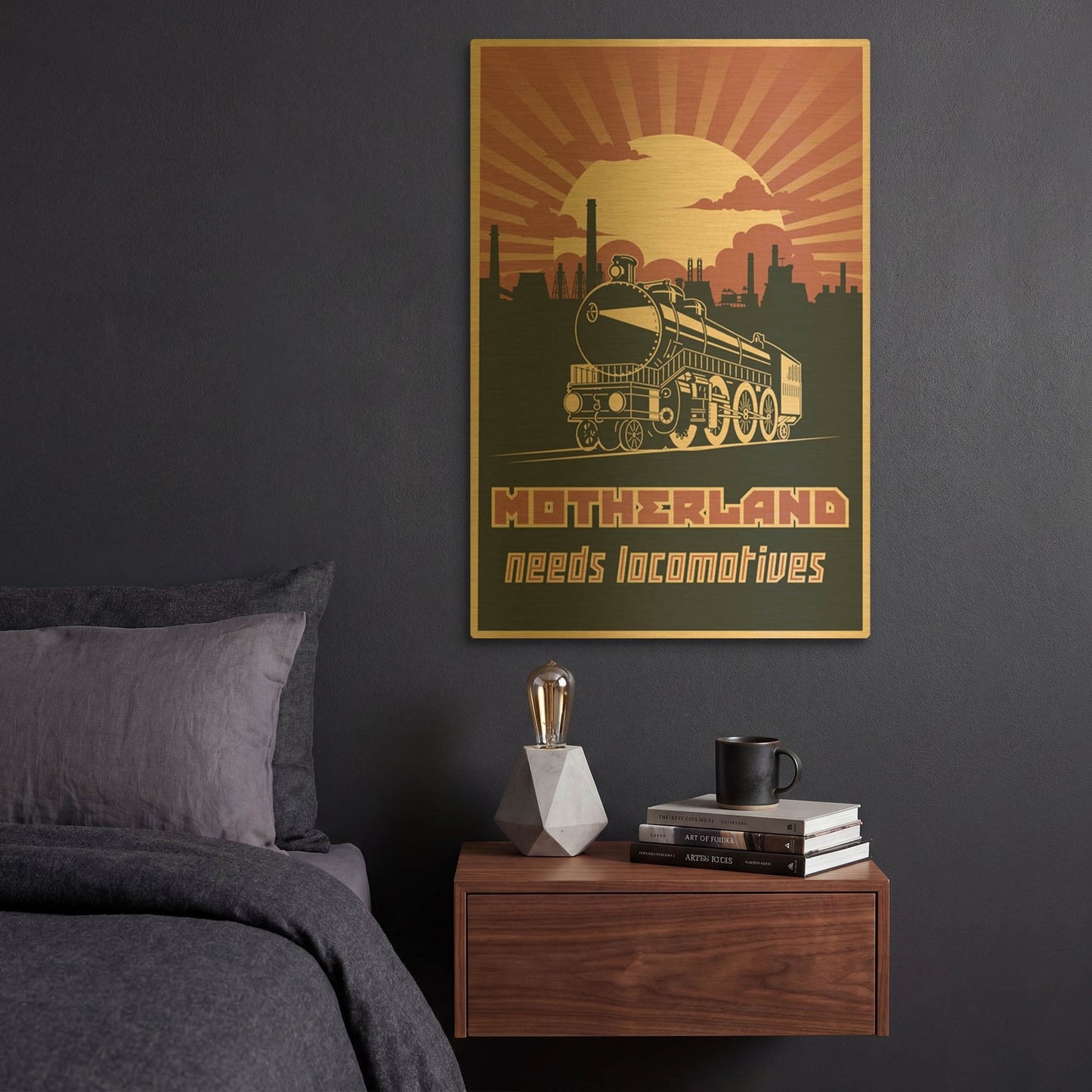 'Motherland Needs Locomotives' By LUXE Gold Metal Wall Art