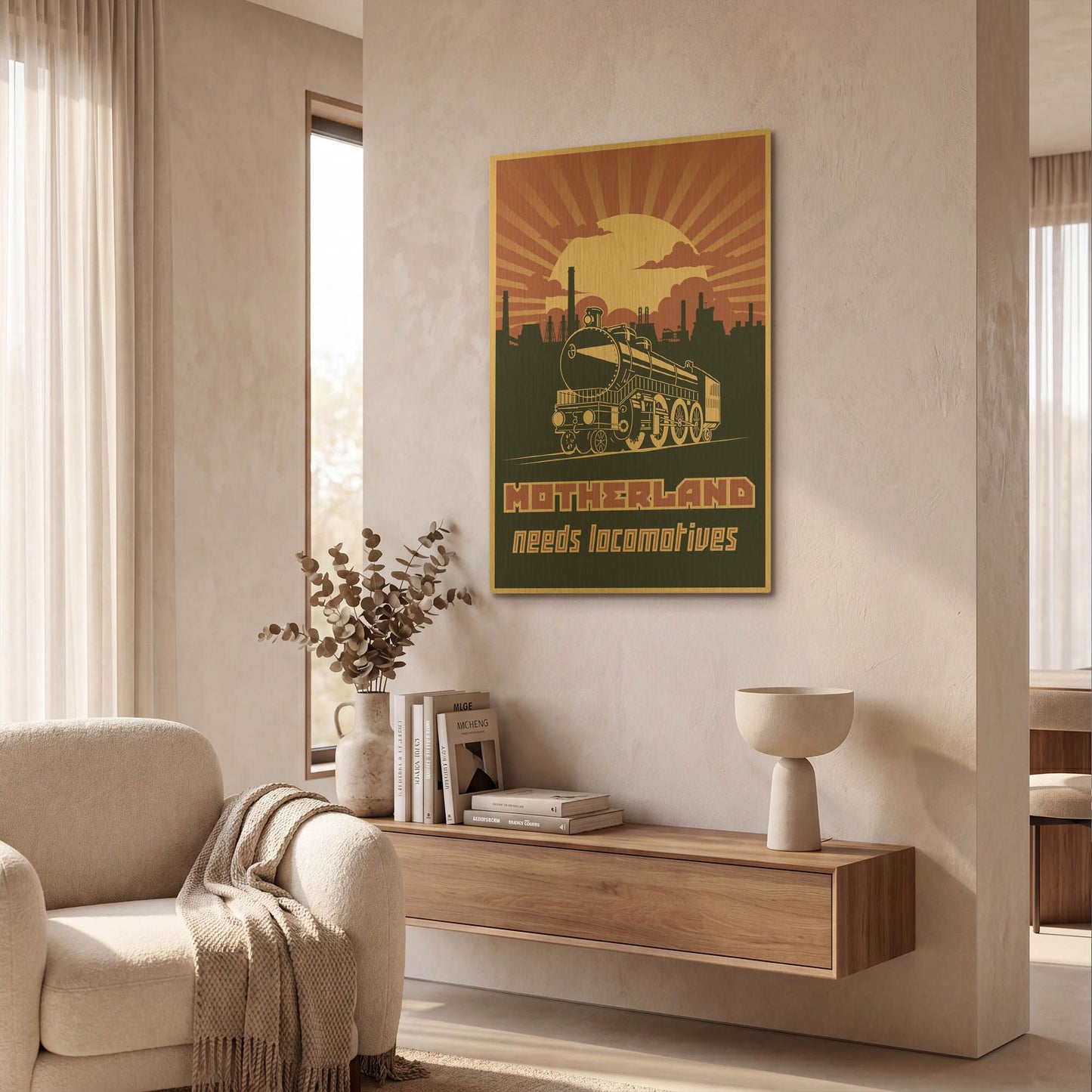 'Motherland Needs Locomotives' By LUXE Gold Metal Wall Art