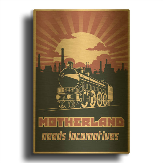 'Motherland Needs Locomotives' By LUXE Gold Metal Wall Art