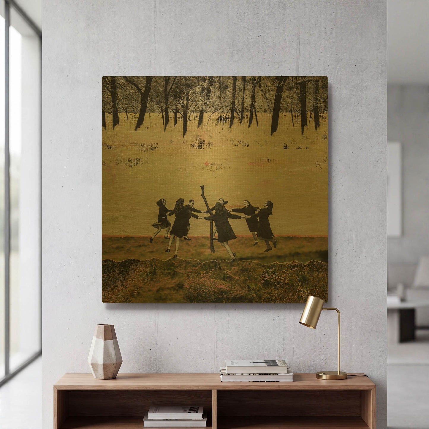 'Call Of Nature 2 Landscape Sqaures' By DB Waterman Gold Metal Wall Art