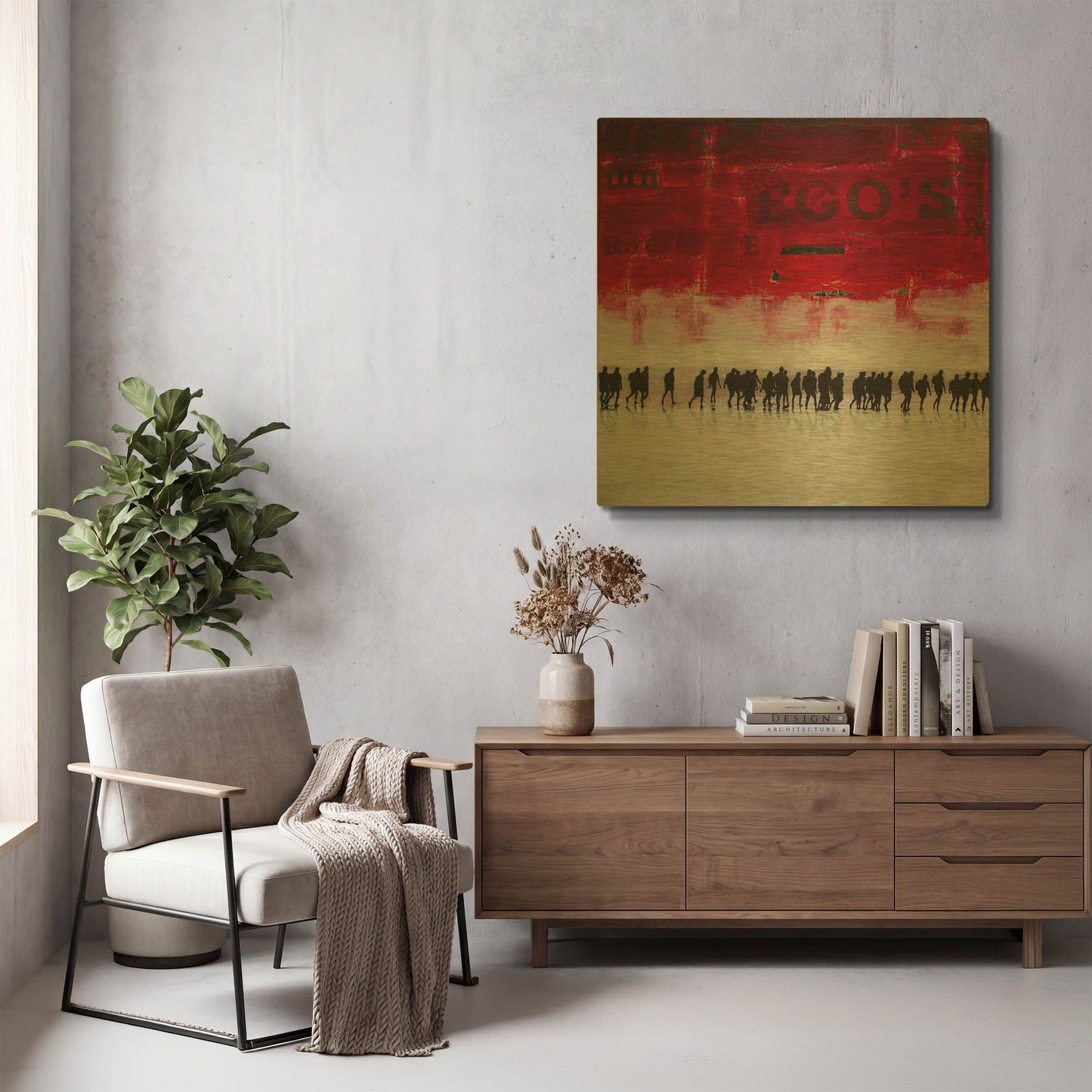 'Ego'S Landscape Sqaures' By DB Waterman Gold Metal Wall Art