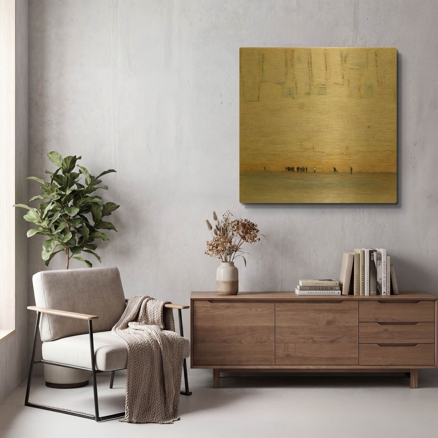 'No Finish Line 2 Landscape Sqaures' By DB Waterman Gold Metal Wall Art