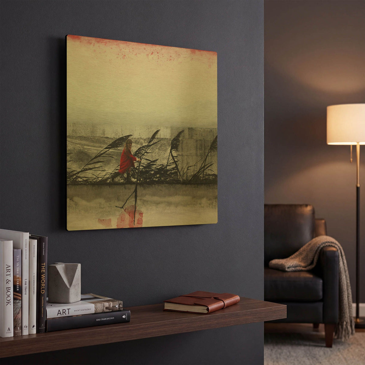'Water Whispers Landscape Sqaures' By DB Waterman Gold Metal Wall Art