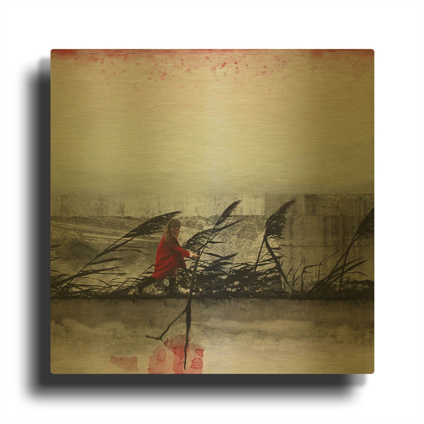 'Water Whispers Landscape Sqaures' By DB Waterman Gold Metal Wall Art