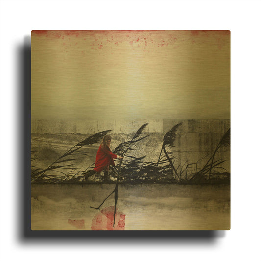 'Water Whispers Landscape Sqaures' By DB Waterman Gold Metal Wall Art