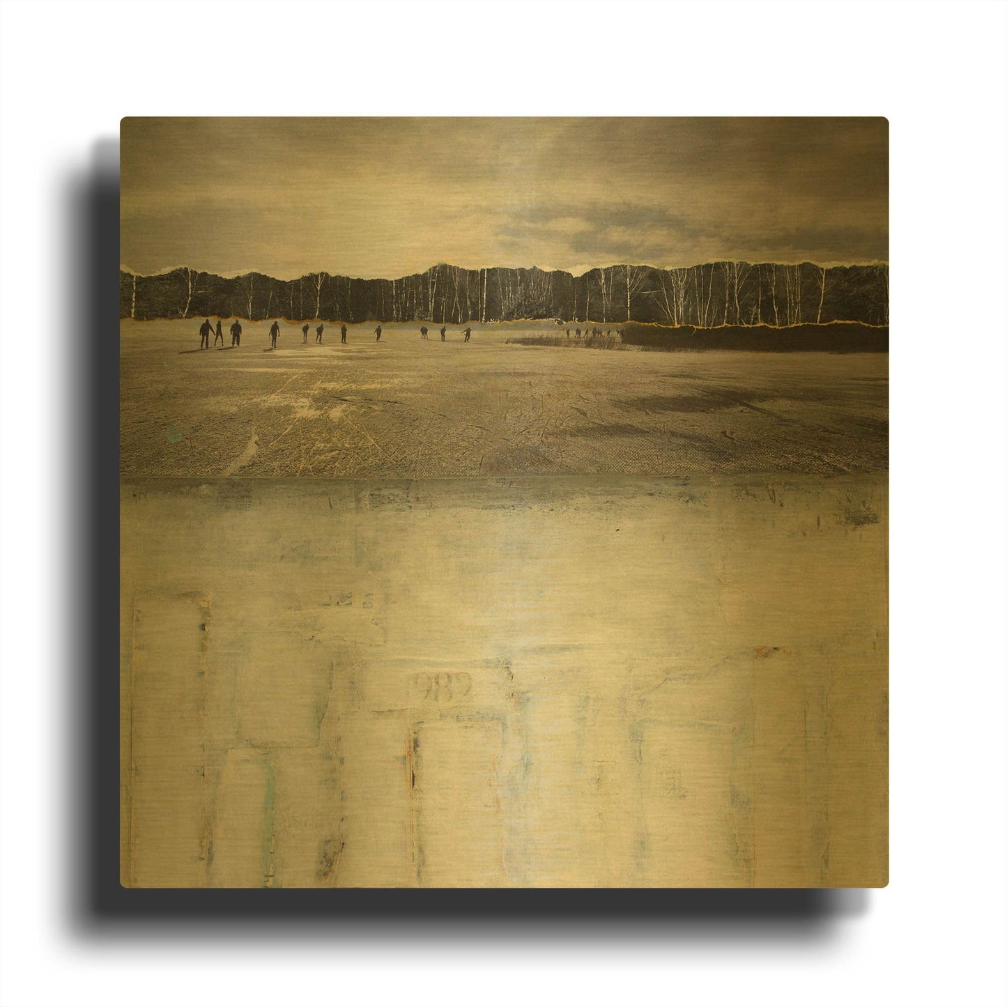 'Worlds Apart 2 Landscape Sqaures' By DB Waterman Gold Metal Wall Art