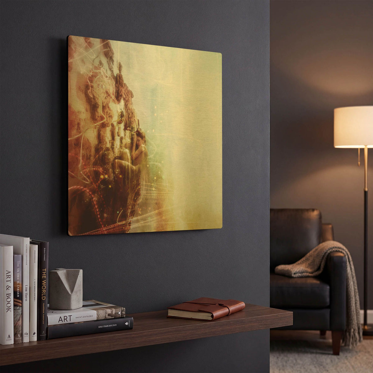 'How To Disappear Completely' By Mario Sanchez Nevado Gold Metal Wall Art