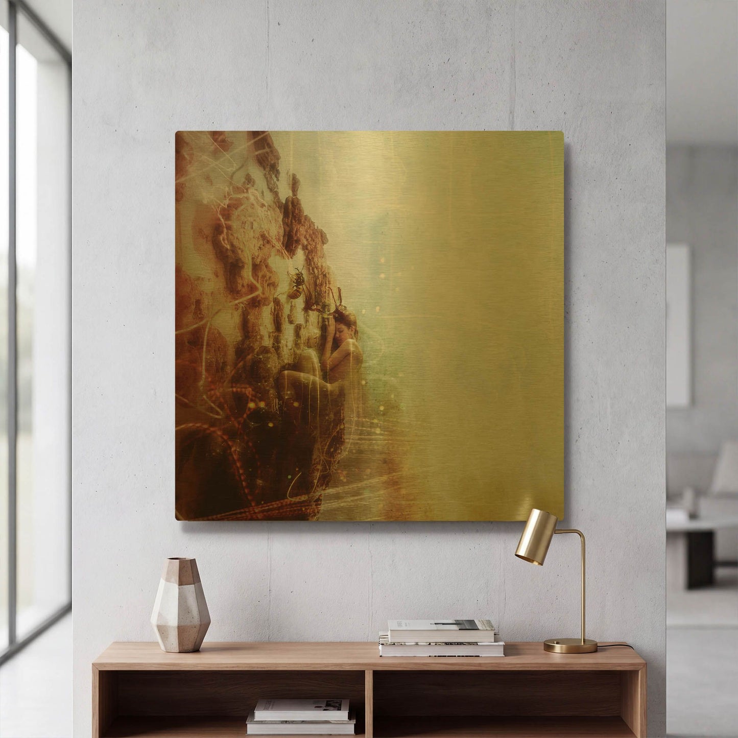 'How To Disappear Completely' By Mario Sanchez Nevado Gold Metal Wall Art
