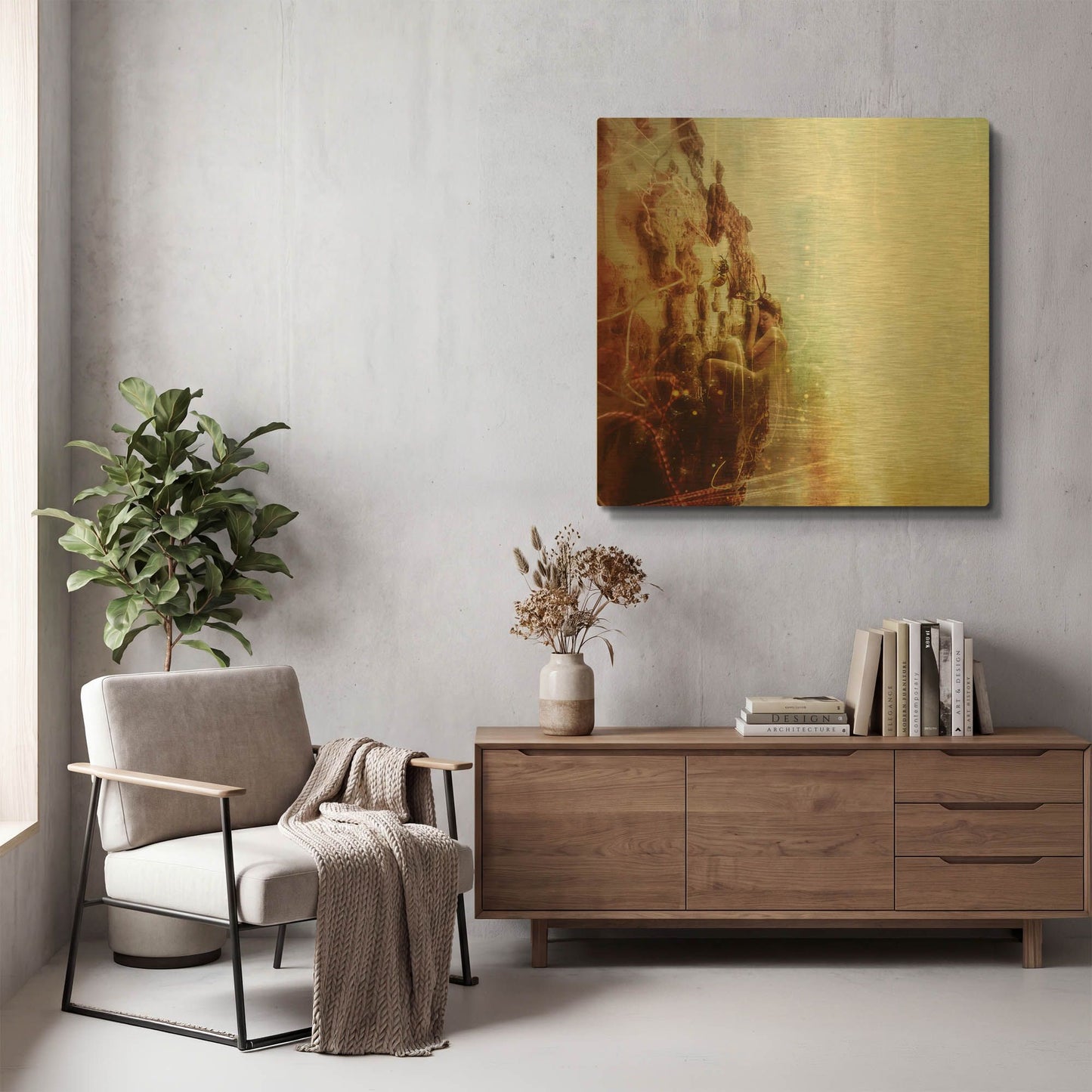 'How To Disappear Completely' By Mario Sanchez Nevado Gold Metal Wall Art