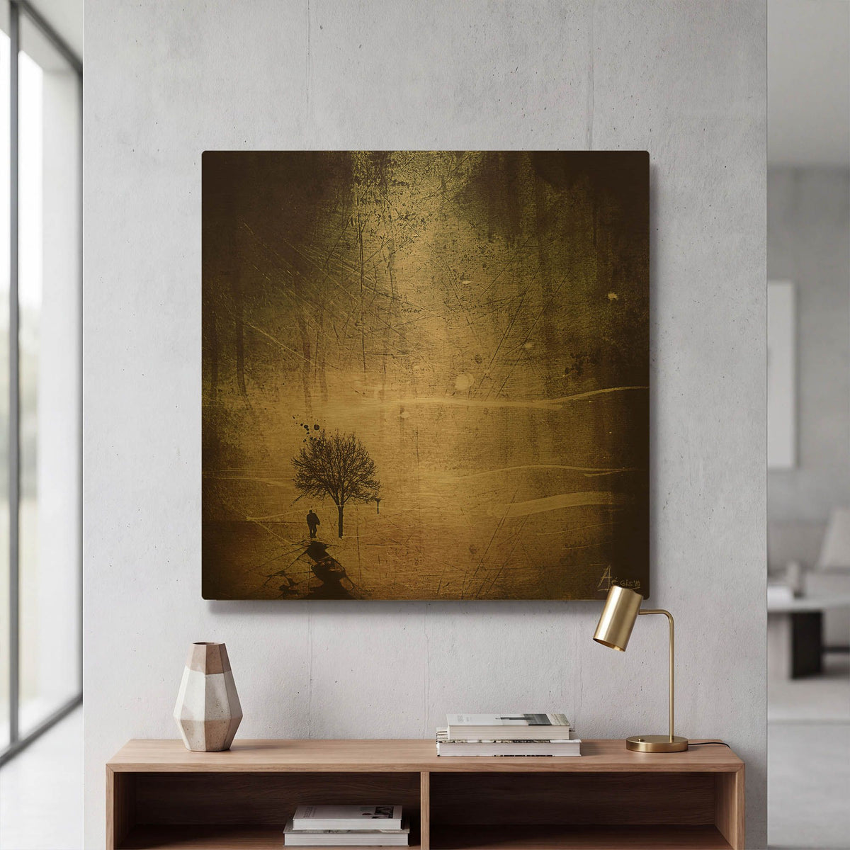 'A Fine Day To Exit' By Mario Sanchez Nevado Gold Metal Wall Art