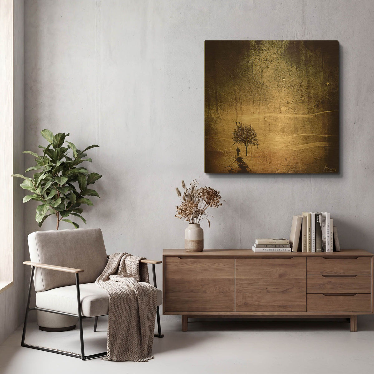 'A Fine Day To Exit' By Mario Sanchez Nevado Gold Metal Wall Art