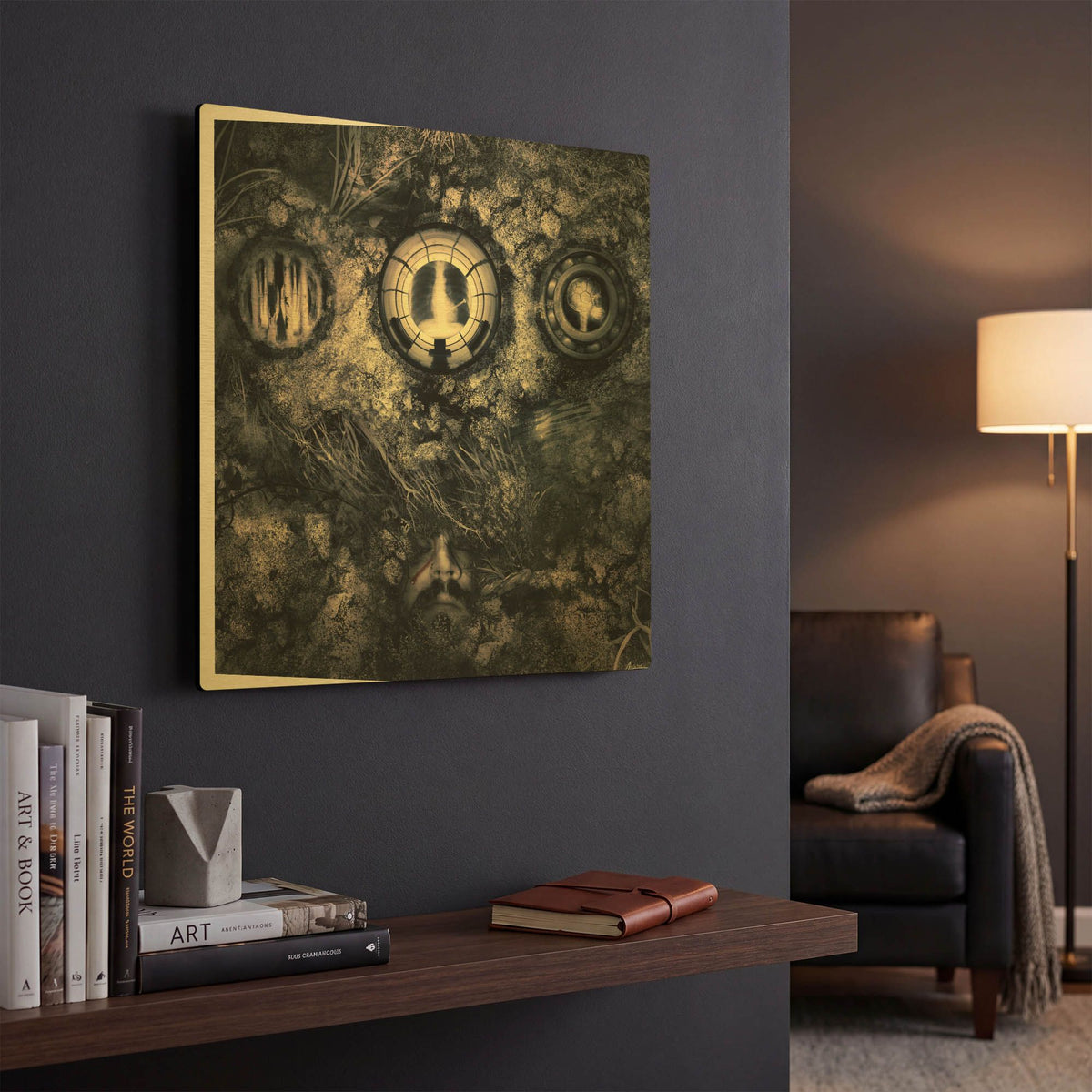 'The Man That Failed' By Mario Sanchez Nevado Gold Metal Wall Art