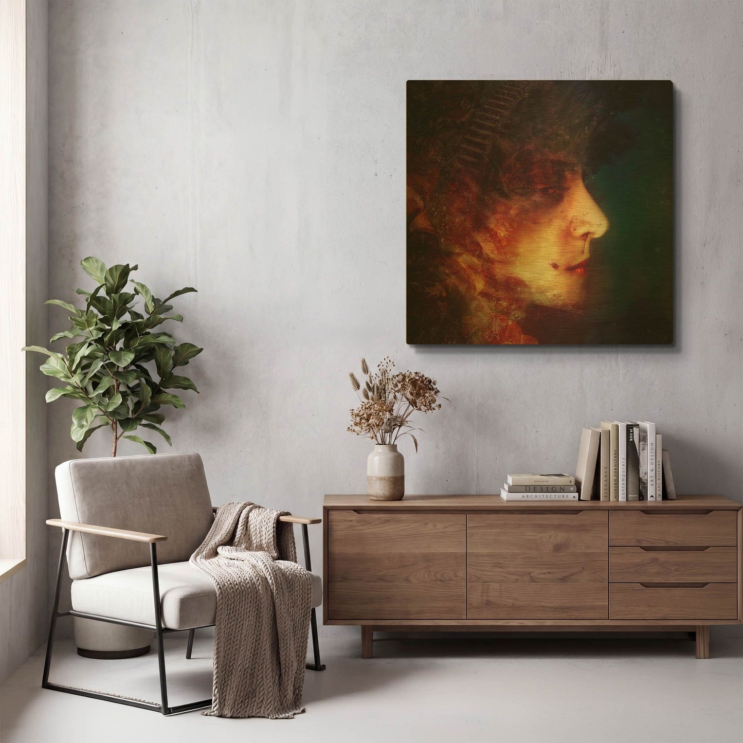 'A Moment Of Doubt' By Mario Sanchez Nevado Gold Metal Wall Art