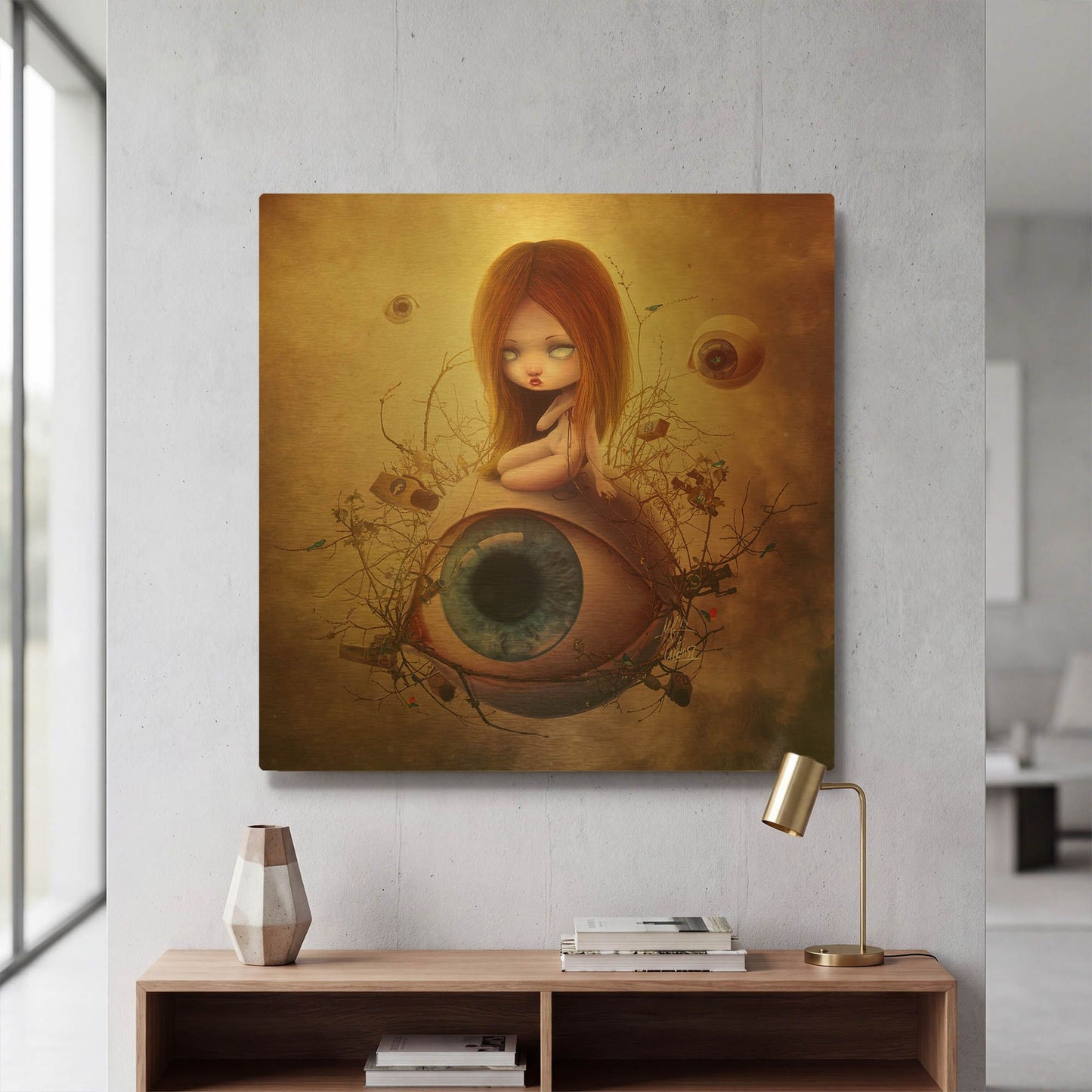 'Big Brother' By Mario Sanchez Nevado Gold Metal Wall Art