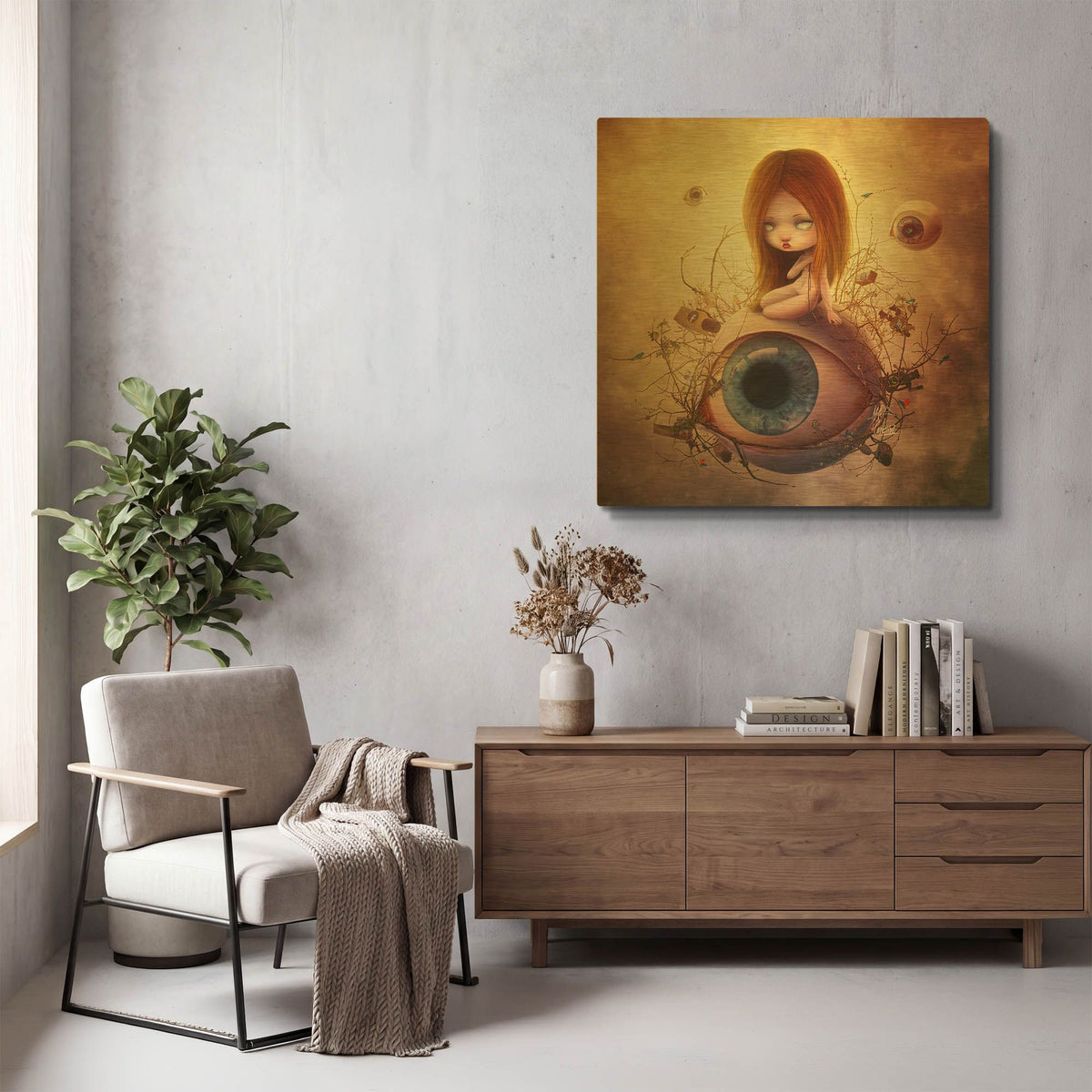 'Big Brother' By Mario Sanchez Nevado Gold Metal Wall Art