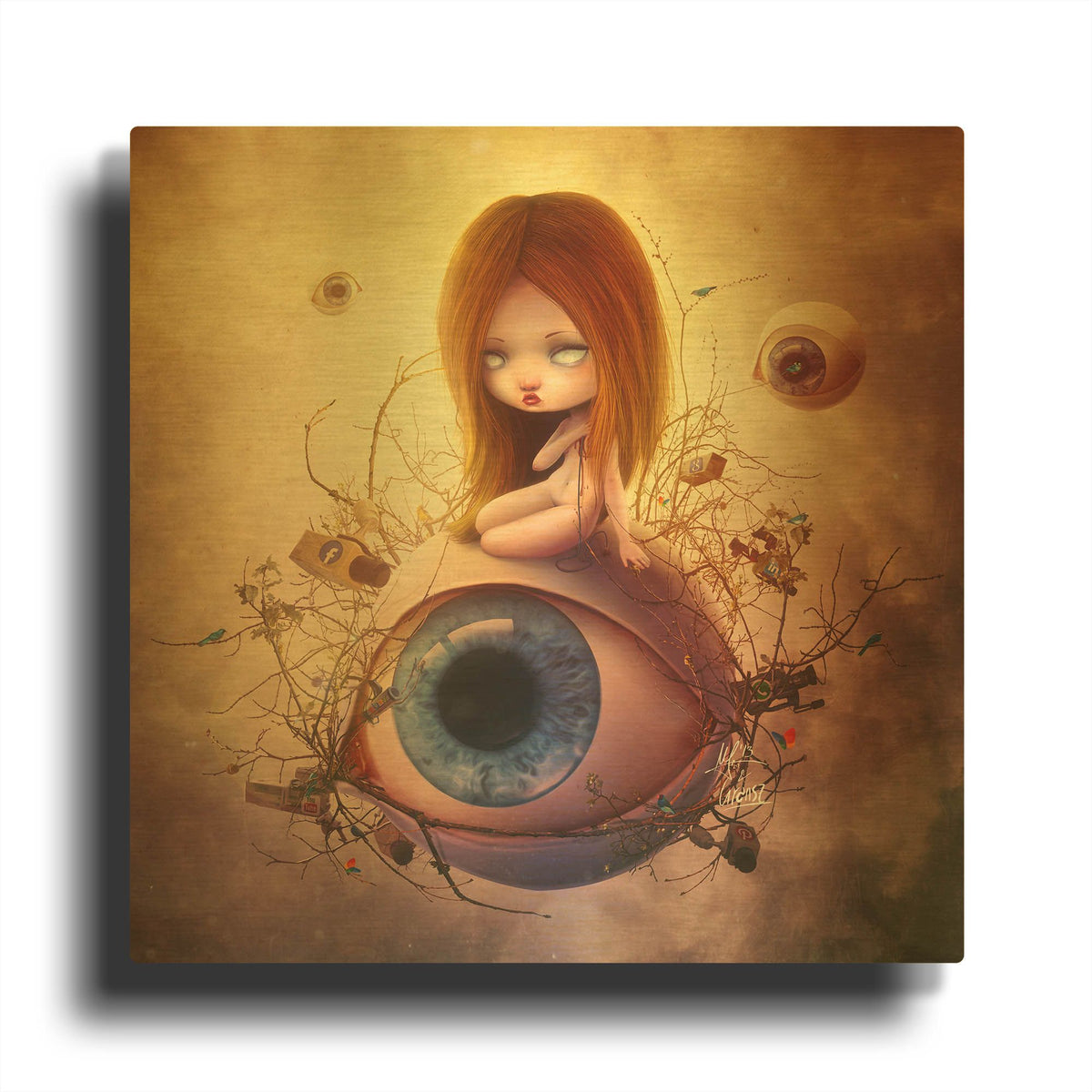 'Big Brother' By Mario Sanchez Nevado Gold Metal Wall Art