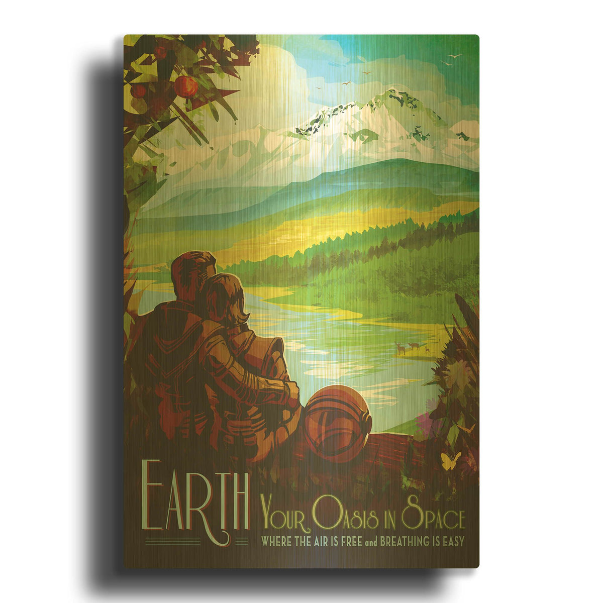'Earth' By NASA Posters Gold Metal Wall Art