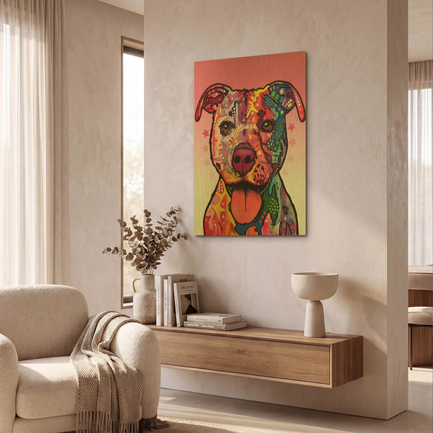 'Cherish The Pitbull' By Dean Russo Gold Metal Wall Art