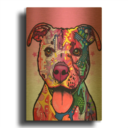 'Cherish The Pitbull' By Dean Russo Gold Metal Wall Art
