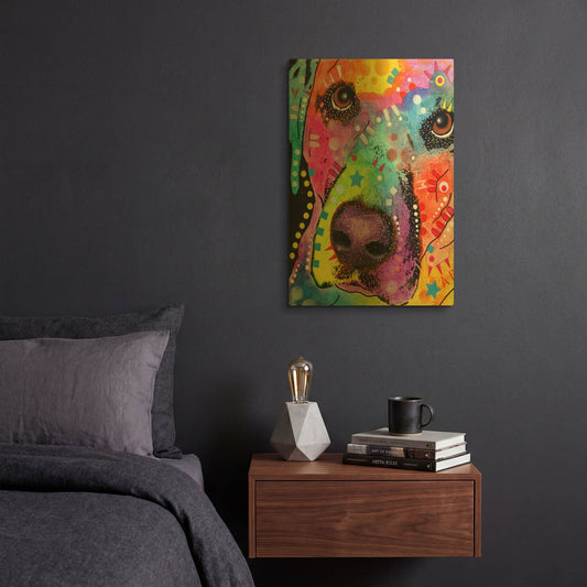 'Closeup Labrador' By Dean Russo Gold Metal Wall Art
