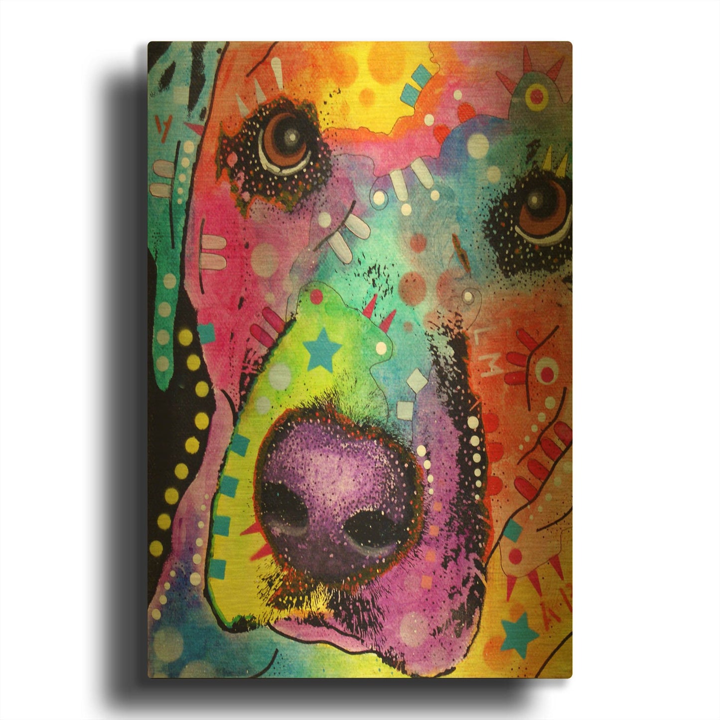'Closeup Labrador' By Dean Russo Gold Metal Wall Art