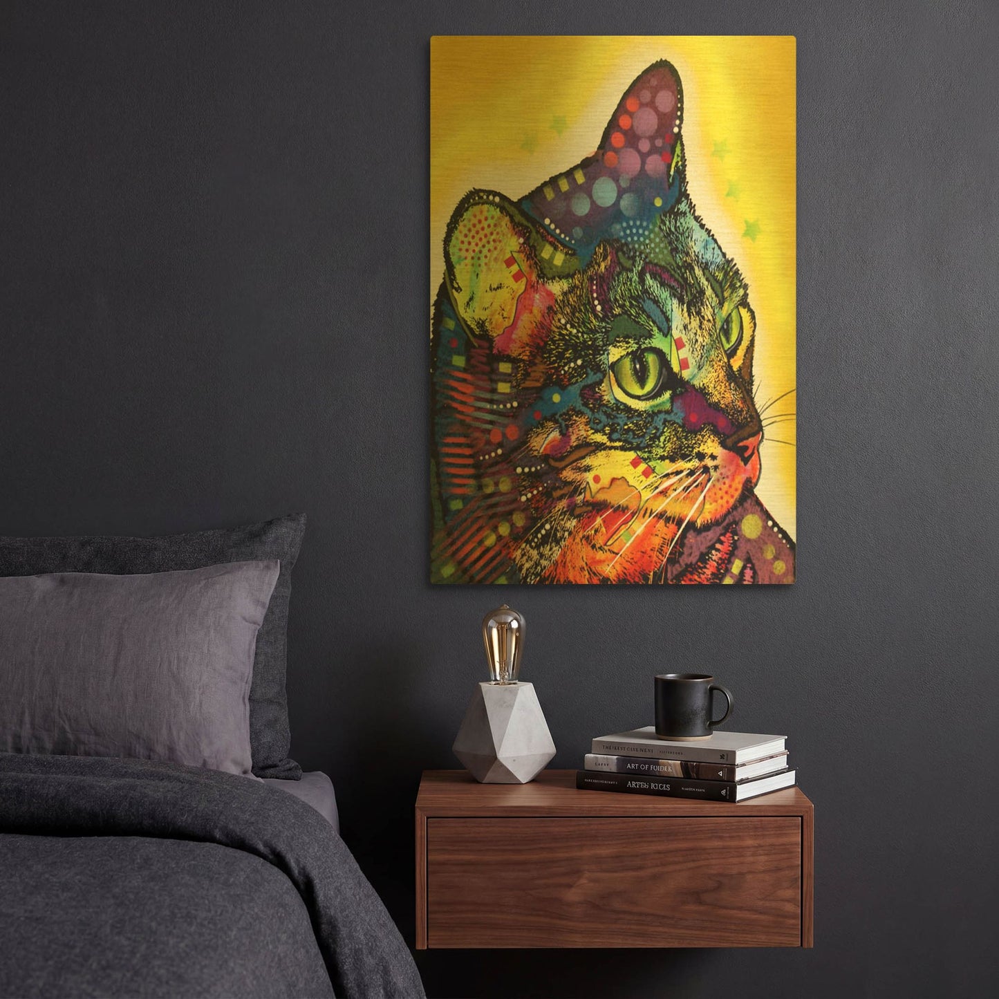 'Confident Cat' By Dean Russo Gold Metal Wall Art