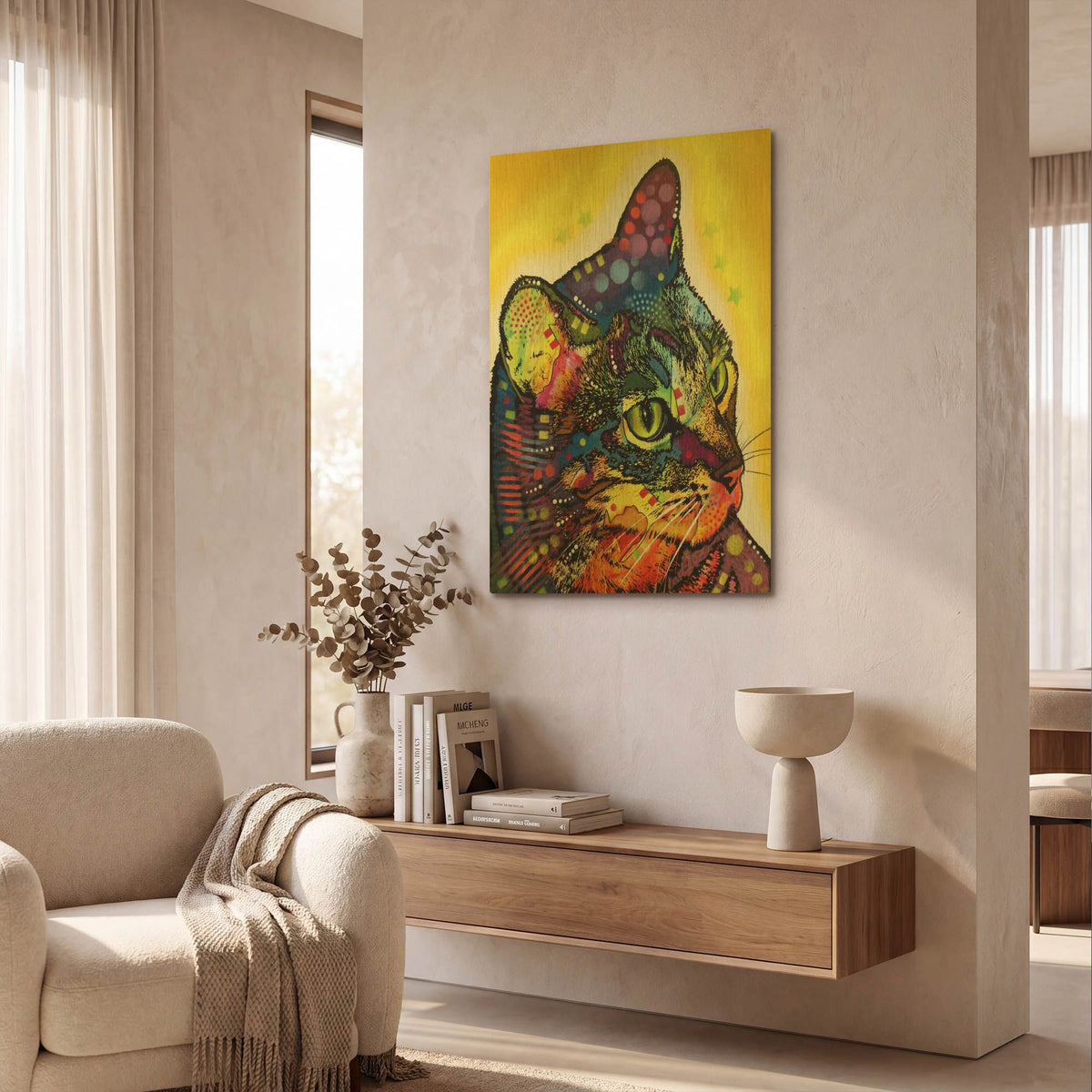 'Confident Cat' By Dean Russo Gold Metal Wall Art