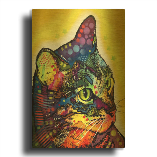 'Confident Cat' By Dean Russo Gold Metal Wall Art