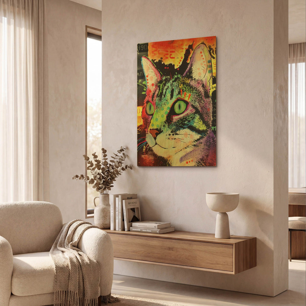 'Curiosity Cat' By Dean Russo Gold Metal Wall Art