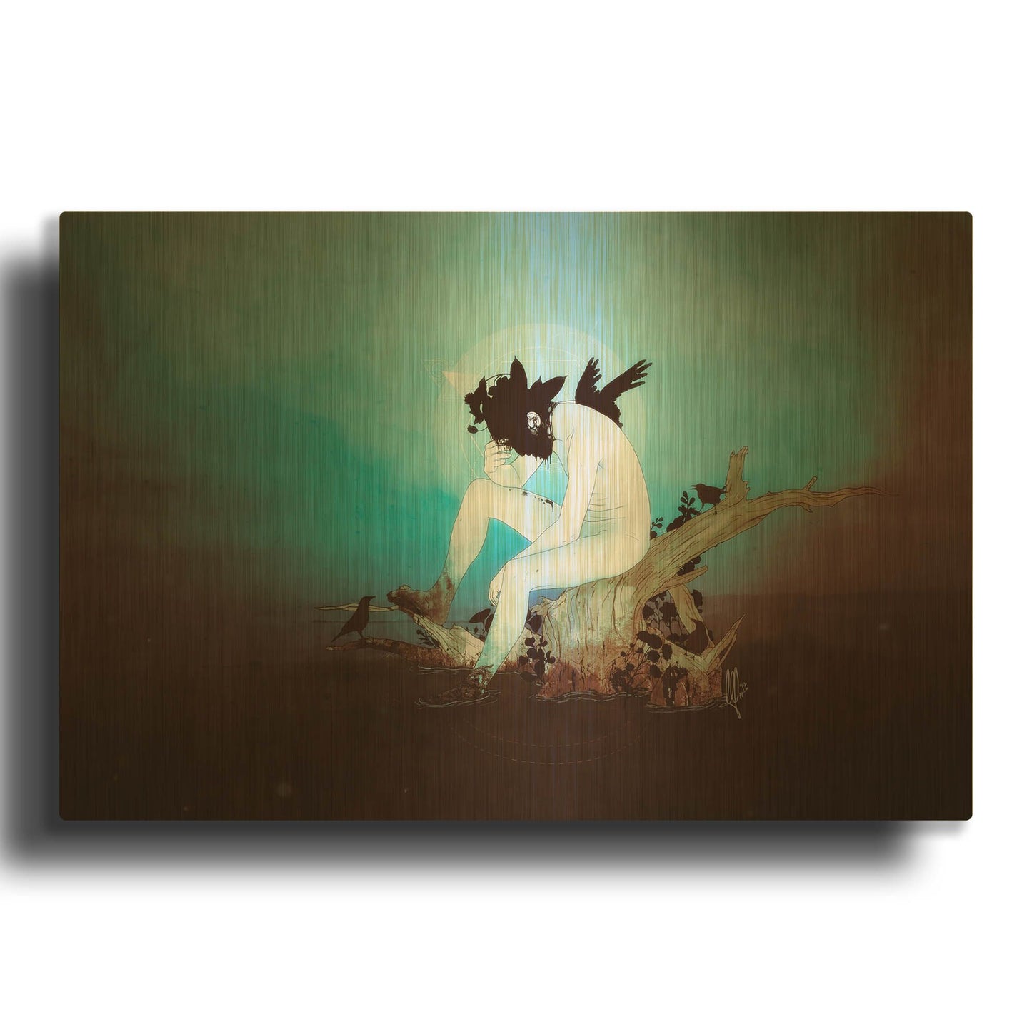 'Black Lake' By Mario Sanchez Nevado Gold Metal Wall Art