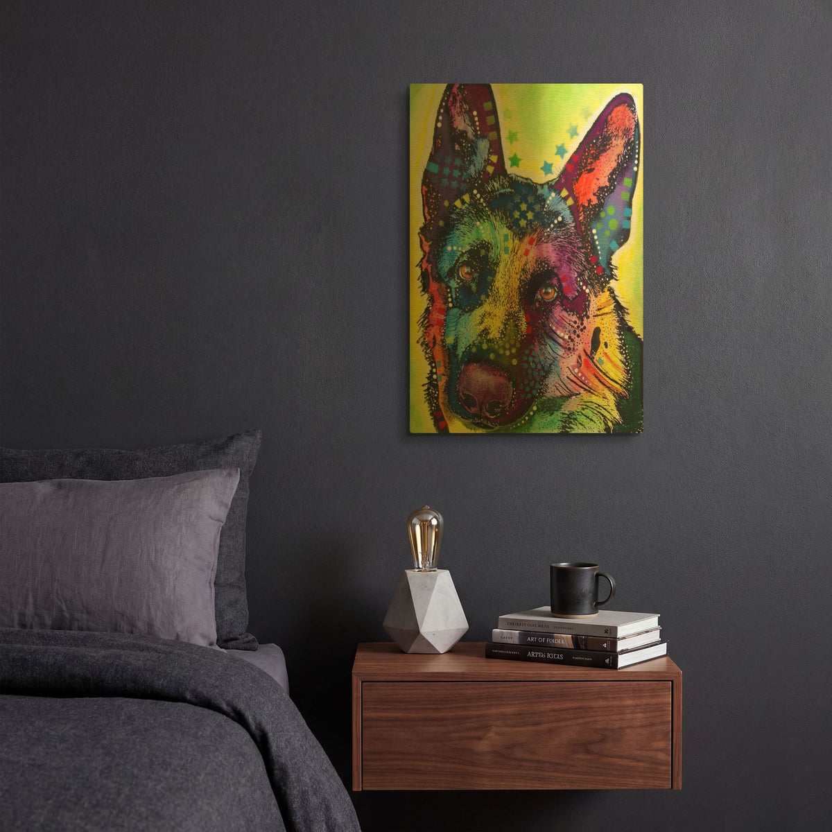 'German Shepherd 1' By Dean Russo Gold Metal Wall Art