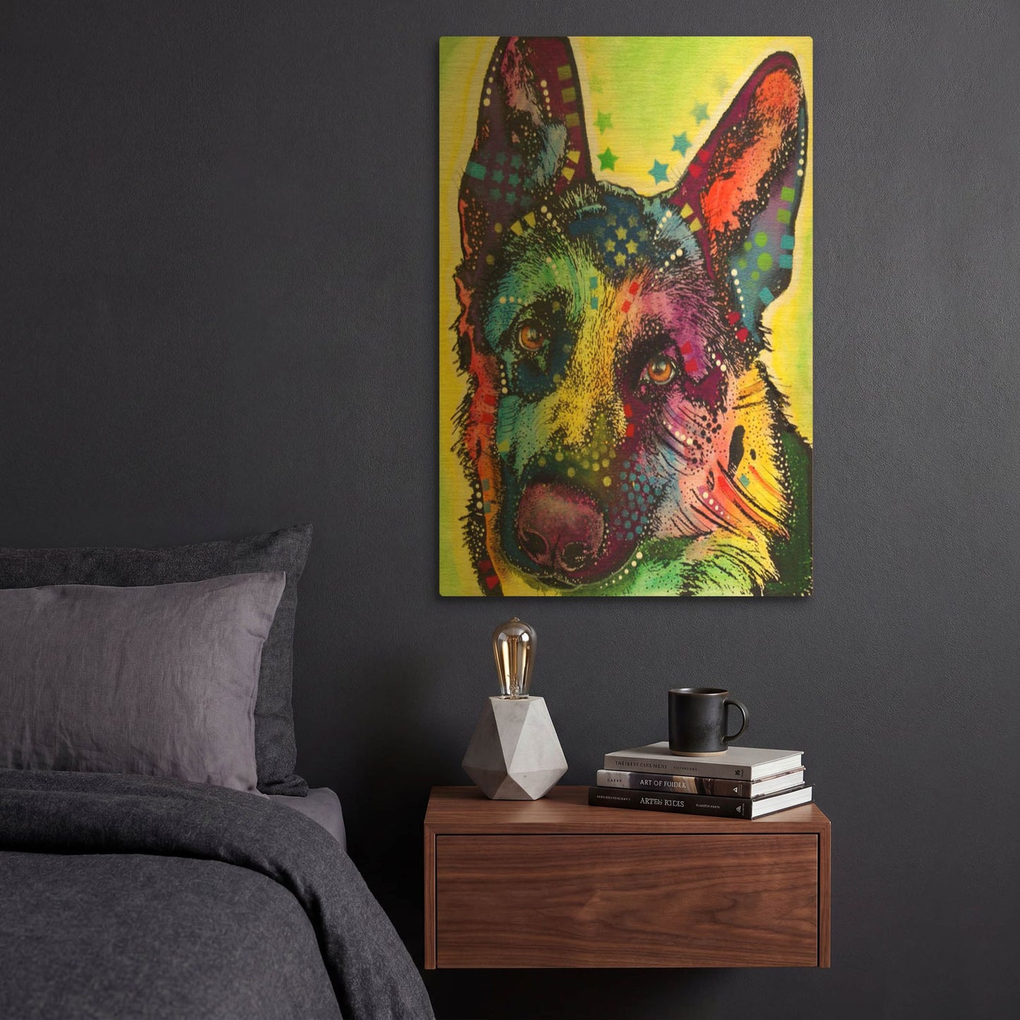 'German Shepherd 1' By Dean Russo Gold Metal Wall Art