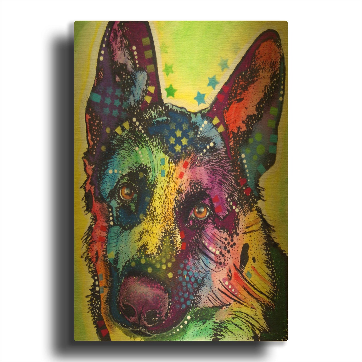 'German Shepherd 1' By Dean Russo Gold Metal Wall Art