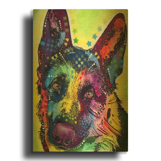 'German Shepherd 1' By Dean Russo Gold Metal Wall Art