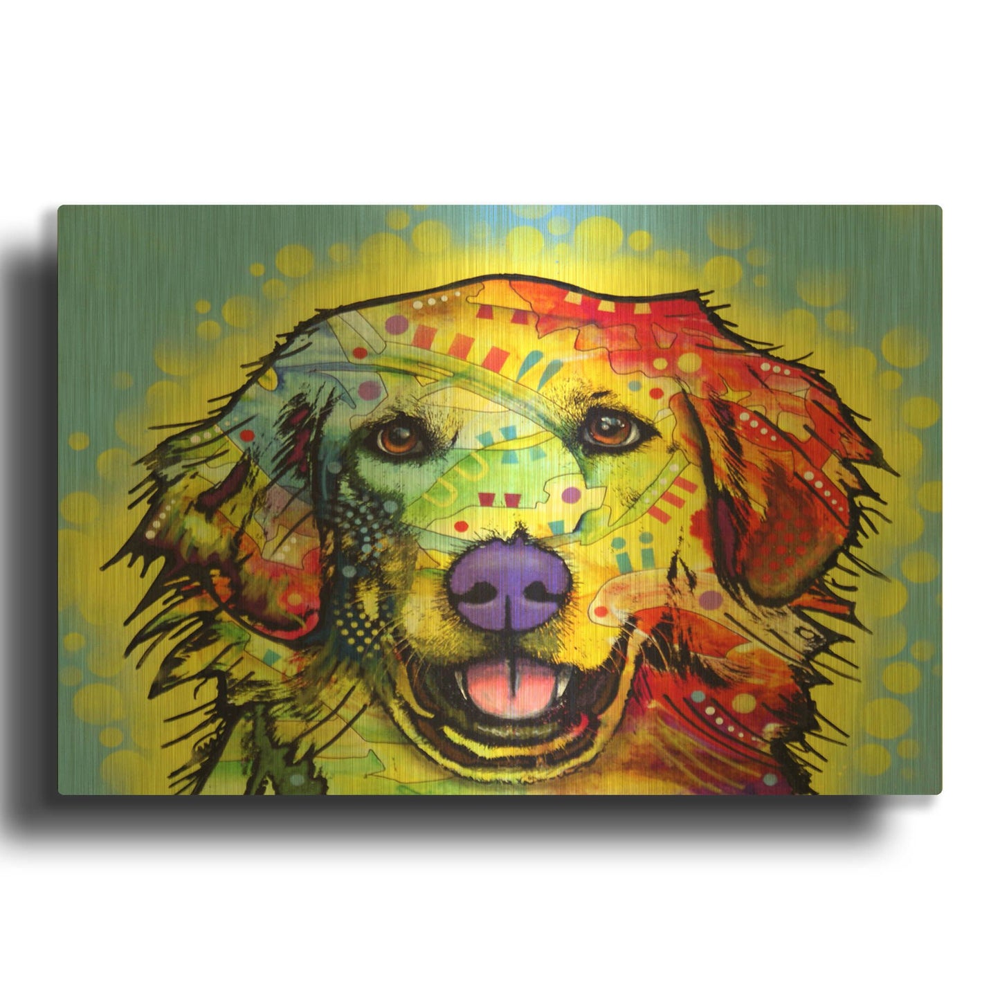 'Golden Retriever' By Dean Russo Gold Metal Wall Art