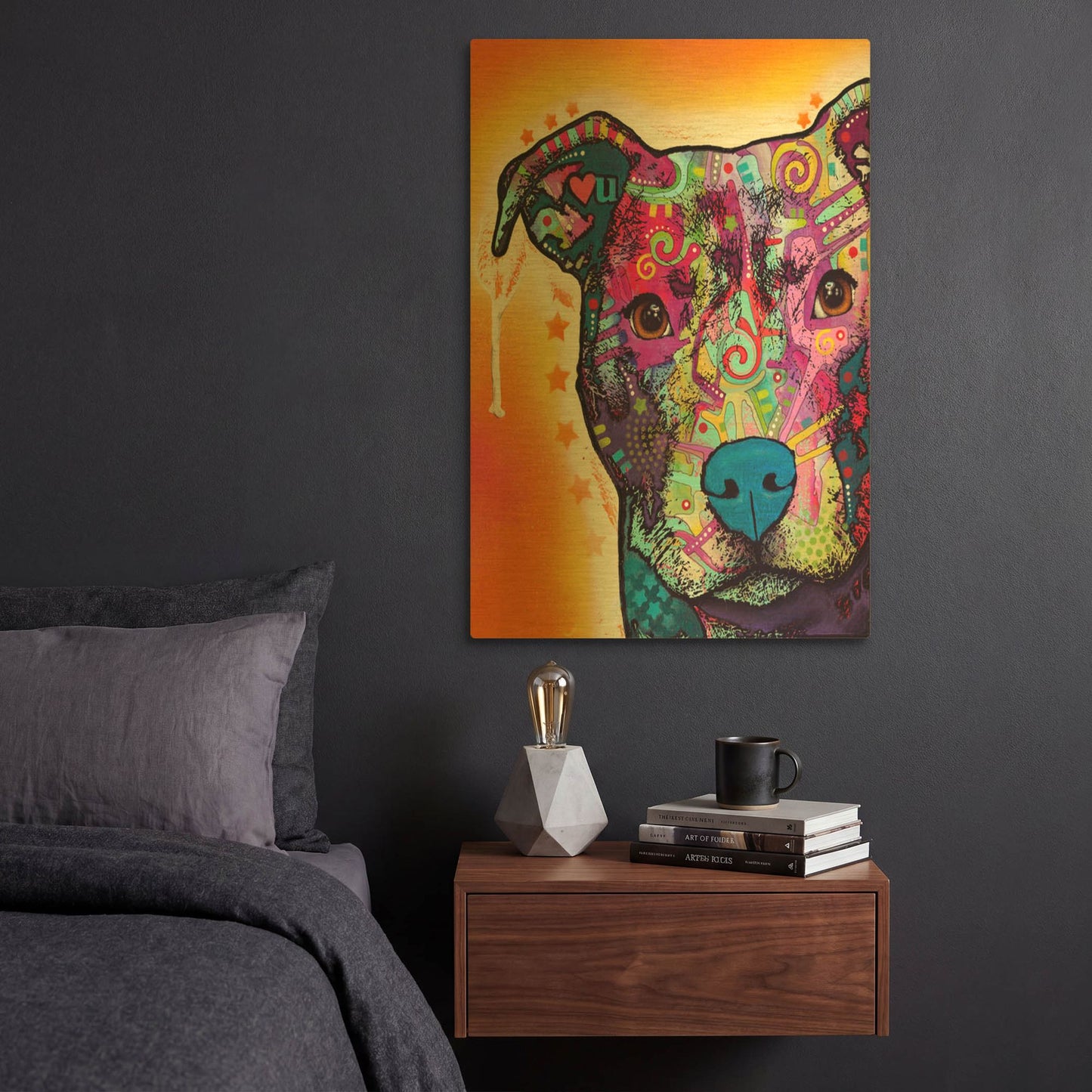 'Heart U Pit Bull' By Dean Russo Gold Metal Wall Art