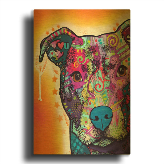 'Heart U Pit Bull' By Dean Russo Gold Metal Wall Art