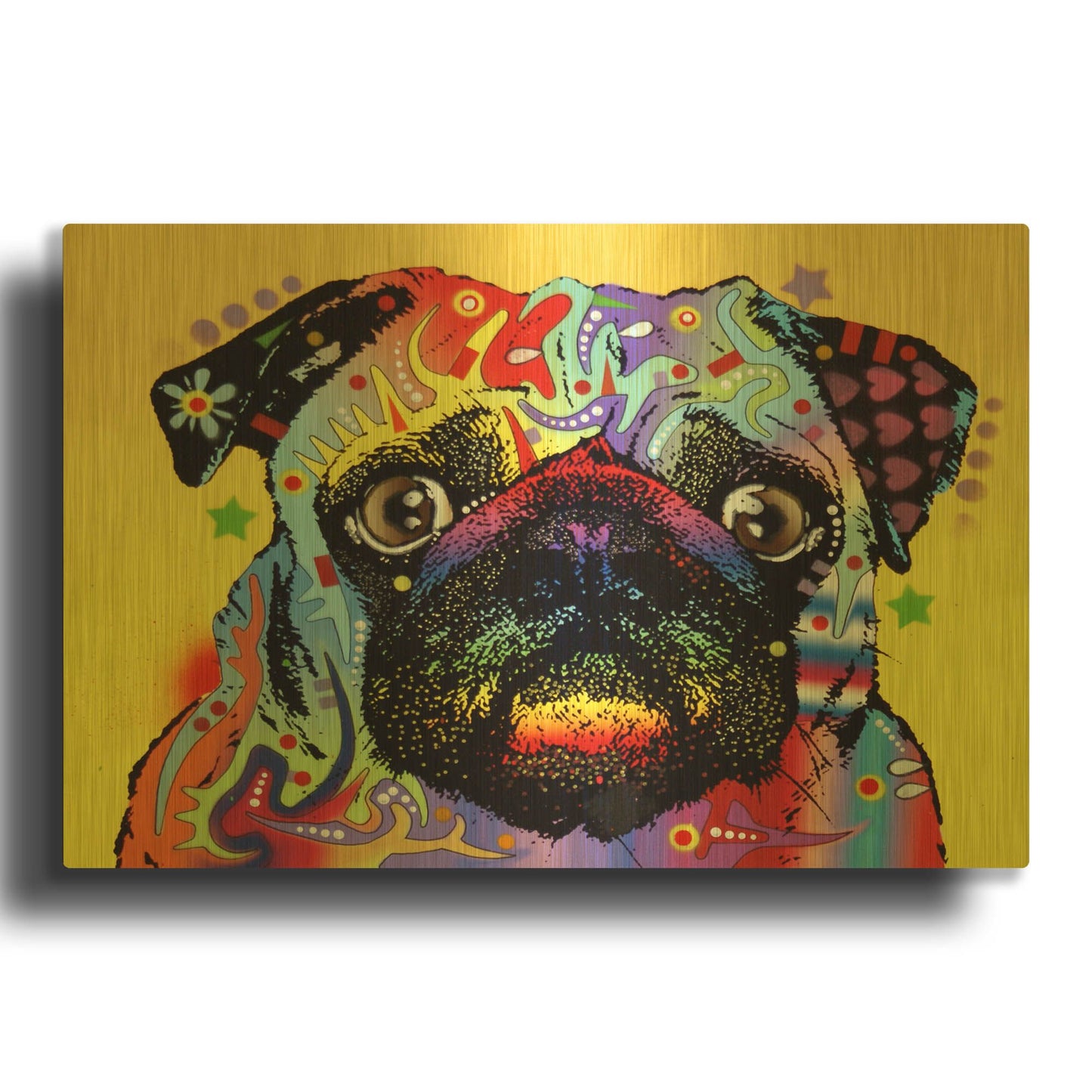 'Pug 1' By Dean Russo Gold Metal Wall Art