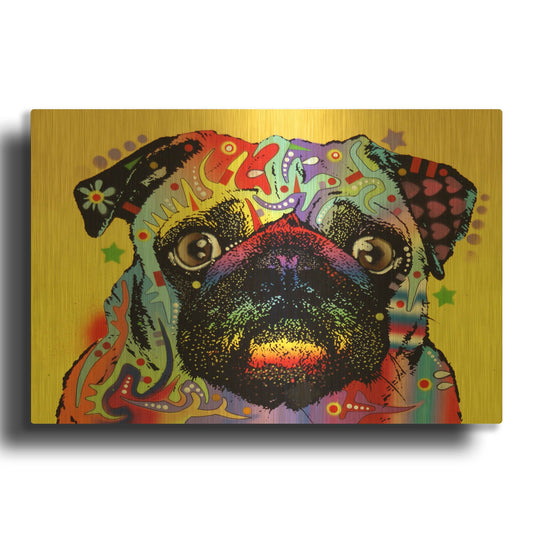'Pug 1' By Dean Russo Gold Metal Wall Art
