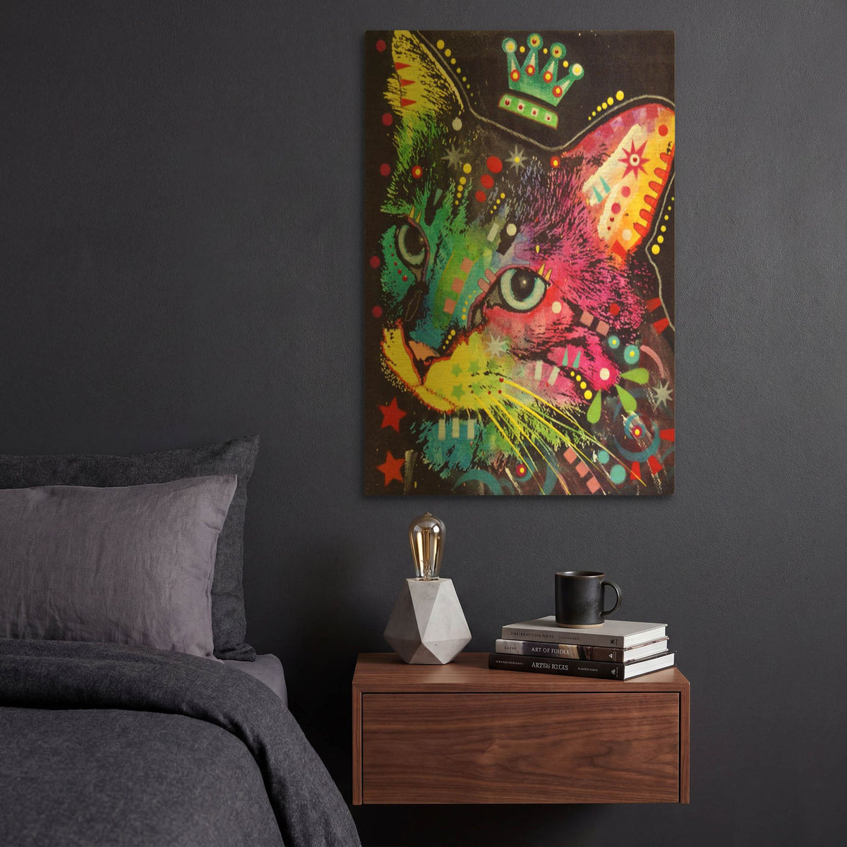 'Thinking Cat Crowned' By Dean Russo Gold Metal Wall Art