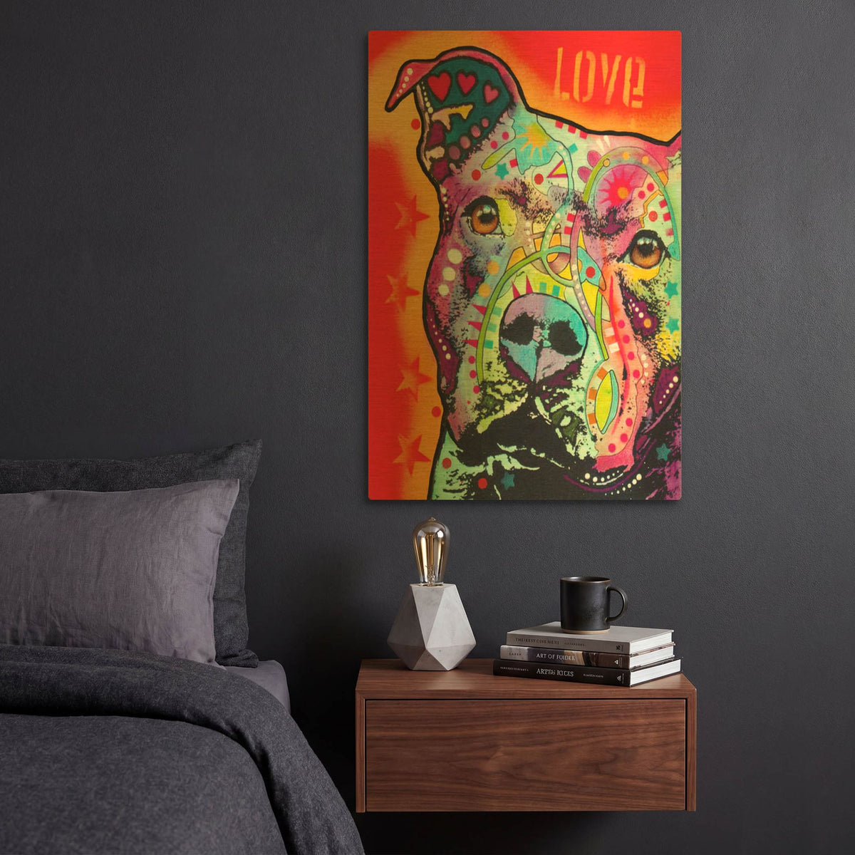 'Thoughtful Pitbull' By Dean Russo Gold Metal Wall Art