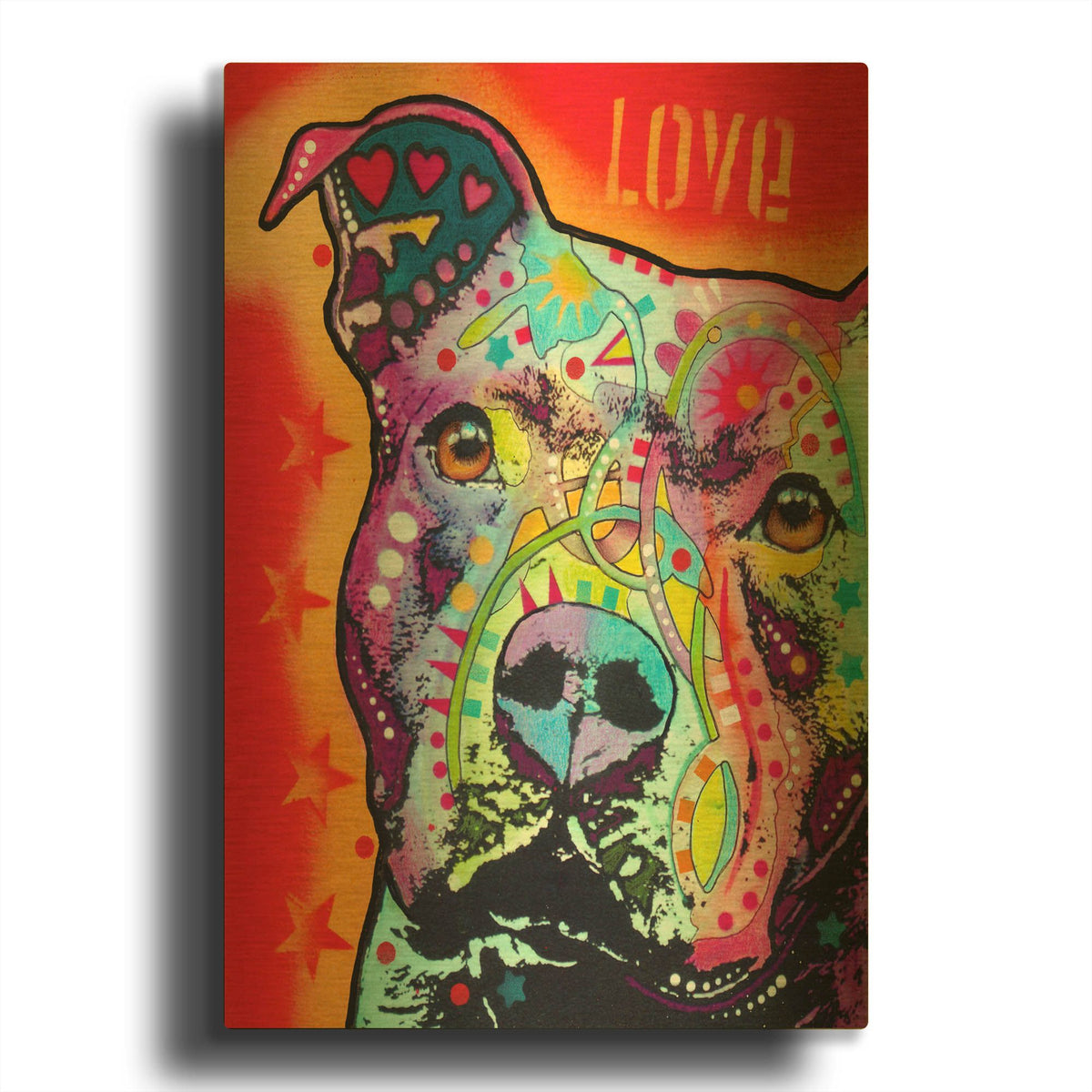 'Thoughtful Pitbull' By Dean Russo Gold Metal Wall Art