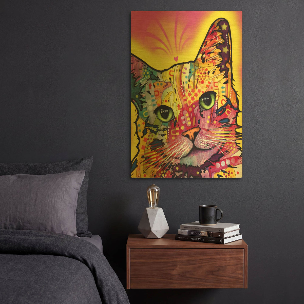 'Tilt Cat I' By Dean Russo Gold Metal Wall Art